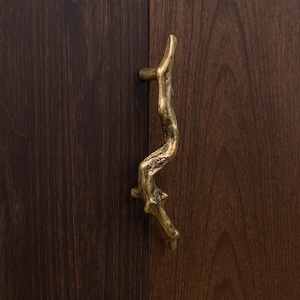 Rustic Solid Brass Branch Handle - Handmade Cabinet Door Pull