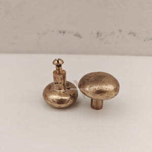 Set Of 2 Solid Brass Mushroom Cabinet Knobs – Antique Finish for Doors and Drawers