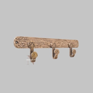 Handcrafted Brass Wall Hook Rack Rustic Vintage-Style Towel Coat Hanger