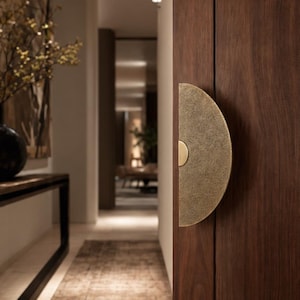 Hand-Hammered Brass Half-Moon Door Pulls Moroccan Design Hardware