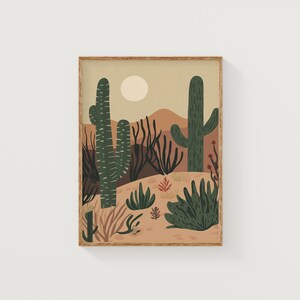 Abstract Desert Cactus Art Print, Desert Wall Art, Boho Cactus Decor, Colorful Southwestern Wall Decor, Vibrant Desert Artwork, Bold Art