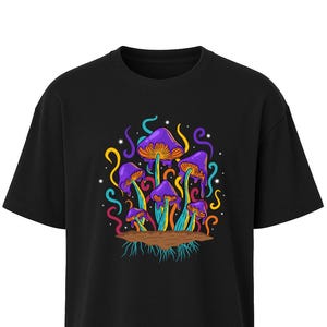 Psychedelic Trance Mushroom T-Shirt, Vibrant LSD-Inspired Design, Colorful Mushroom Art Tee, Trippy Psychedelic Shirt, Festival Clothing