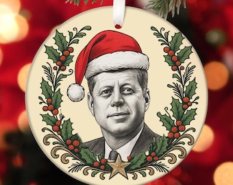Vintage JFK Ceramic Ornament: John F Kennedy Christmas Tree Decor, Political Keepsake