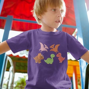 Cute Dinosaur Kids T-Shirt, Colorful Dino Print Tee for Toddlers, Fun Cartoon Dinosaur Pattern Shirt for Boys and Girls