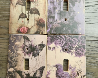 Gothic Butterfly & Rose Light Switch Cover: Dark Cottagecore Decor