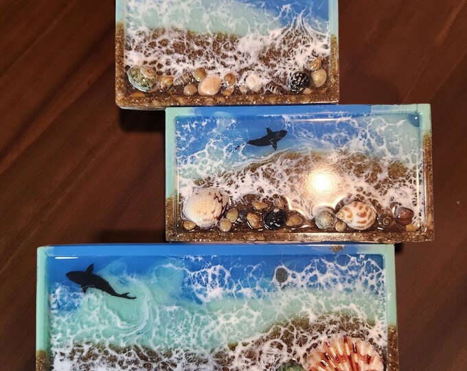 Handmade Ocean Resin Tray Set | Beach-inspired Coastal Decor With ...