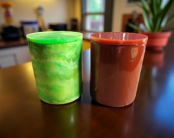Handcrafted Marbled Resin Jar with Lid: Green or Red Home Decor