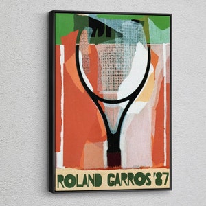 Roland Garros 1987 Vintage Artistic Canvas Wall Art,Tennis Poster Print,Vintage Tennis Wall Art,French Open Poster,Minimalist Design