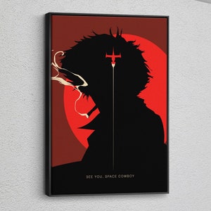 See You Space Cowboy Canvas, Anime Art Vintage 90s Manga Poster,Cowboy Bebop Poster Print,Unique Anime Wall Decor,High Quality,Ready to Hang