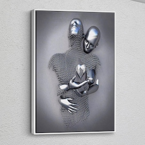 Couple 3D Canvas Print, Romantic Wall Art, Museum Quality Print, Contemporary Art,Kissing Couple 3D Wall Decor,Huge Couple Gift,Wall Hanging