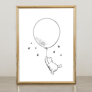 Winnie The Pooh and a balloon Classic Winnie The Pooh PNG Clipart Bundle Printable Instant Digital Download