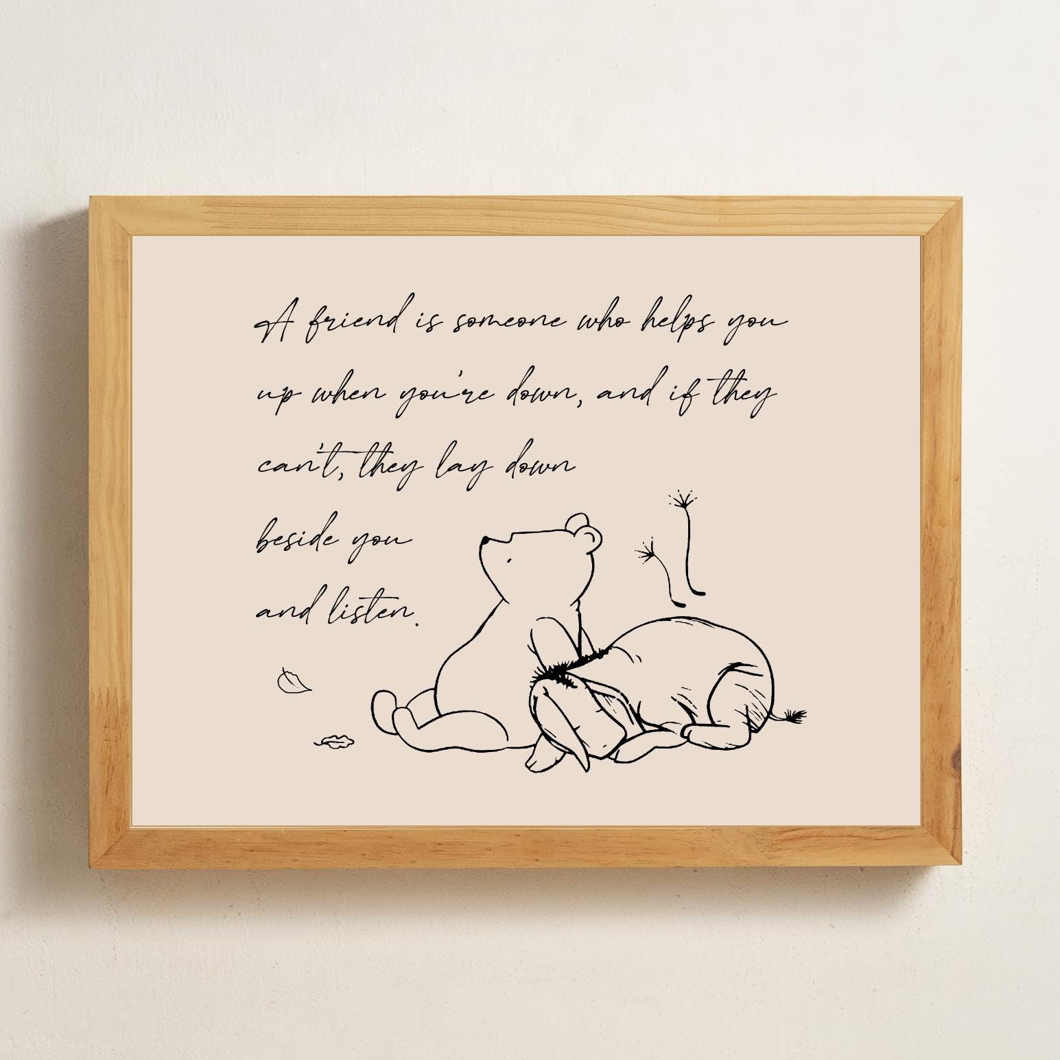 A friend is someone who helps you up when you're down. Winnie the Pooh Poster Gift Card Wall Art Decor #11510