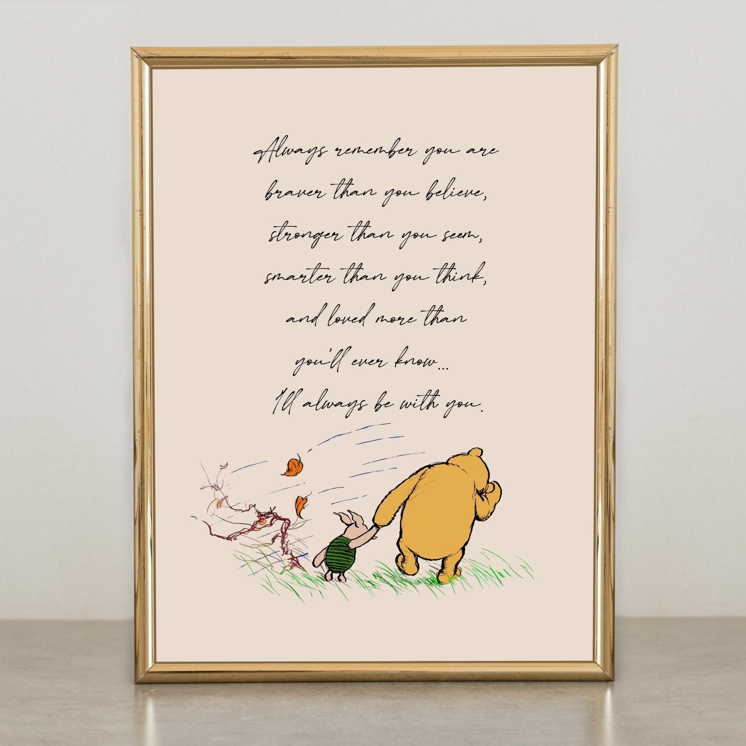 Dolimifa Stampa artistica da parete con citazione di Winnie the Pooh, stile retrò, con scritta Any Day Spent With You is My Favorite Dayings, pronta da appendere (20 x 20 cm