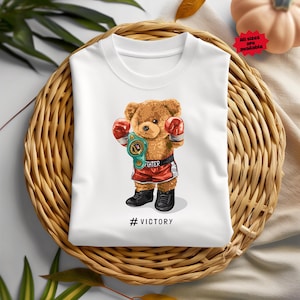 Victory Boxing Bear T-Shirt, Custom T-Shirt,Cute Bear Hoodie,Fun Sweatshirts, Cool TShirt,Personalized Gift for Him and Her