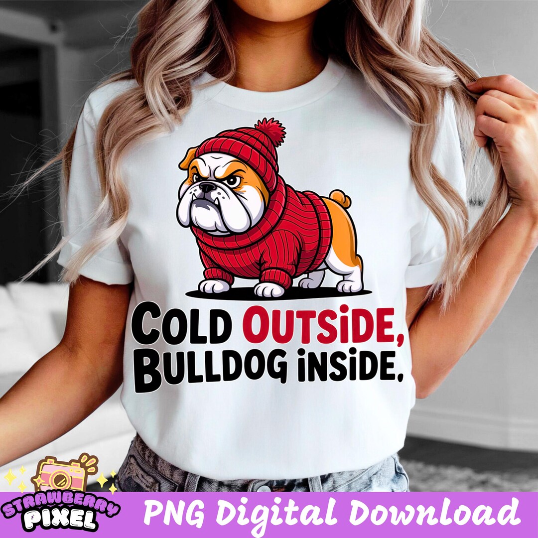 Winter Bulldog Png Design Cute Grumpy Bulldog Winter Illustration, Cozy ...