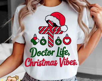PNG de Navidad para médicos, PNG de médico navideño, PNG de camiseta navideña médica, PNG de atención médica, PNG de regalo para médicos, PNG de Navidad para personal médico