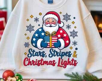 Sterne Streifen Weihnachten Png, Vaterländische Weihnachts Png, Amerikanische Weihnachten Png, USA Flagge Santa Png, Unabhängigkeit Santa Png, Santa Hält Geschenk Png