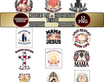 Mothers Day Christian PNG Bundle, Blessed Mama Clipart, Faith Mom Sublimation, Proverbs Mom Shirt Design, Religious Mom Gift PNG, Cross Png