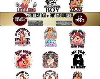 Paquete PNG de mamá de niño para el Día de la Madre, imágenes prediseñadas de madre e hijo, sublimación de Feliz Día de la Madre, diseño de camiseta para mamá de niño, PNG de amor de mamá, PNG del Día de la Madre