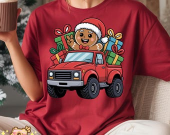 Gingerbread Truck Christmas png, Red Truck png, Gingerbread Man png, Holiday Shirt png, Christmas png, Gift Truck png,Sublimation Design png