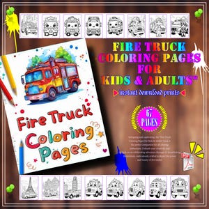 Fire Truck Coloring Book: 67 Printable Pages, Firefighter Activity (A4 PDF Download)