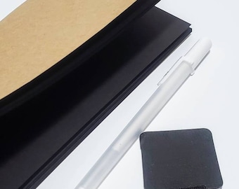 30-Page Black Out Junk Journal Travelers Notebook Insert with White Pen and Loop  Passport or Standard Size