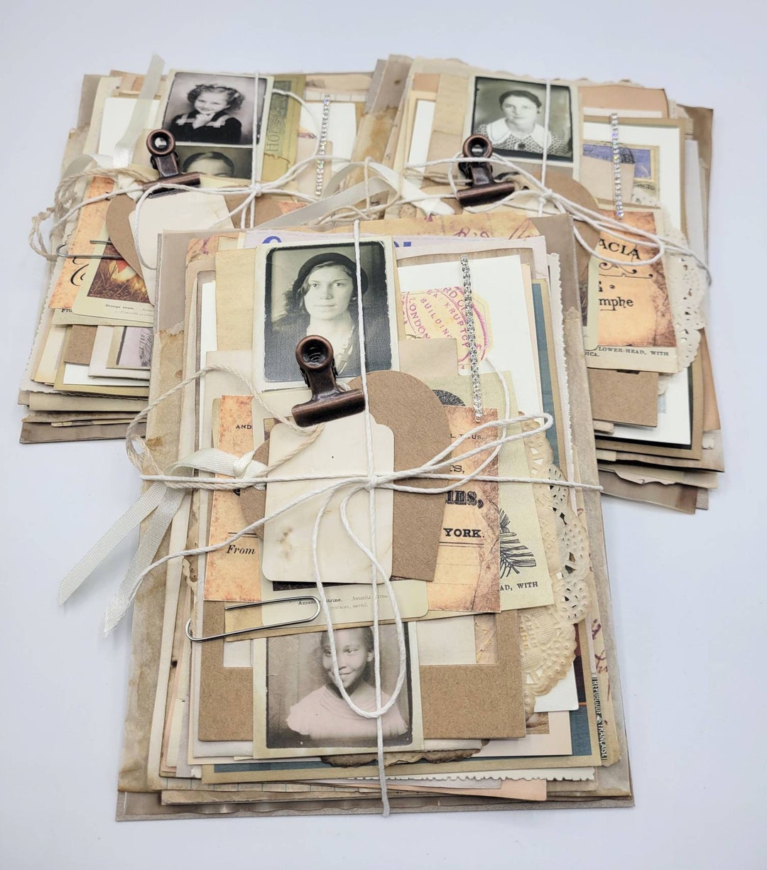 30+ Pieces Tea Dyed and Cream Vintage Themed Junk Journal Ephemera Pack ...
