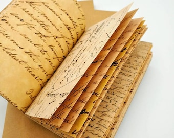 28-Page Junk Journal Travelers Notebook Inserts With Script Paper Choice of Passport or Standard Size
