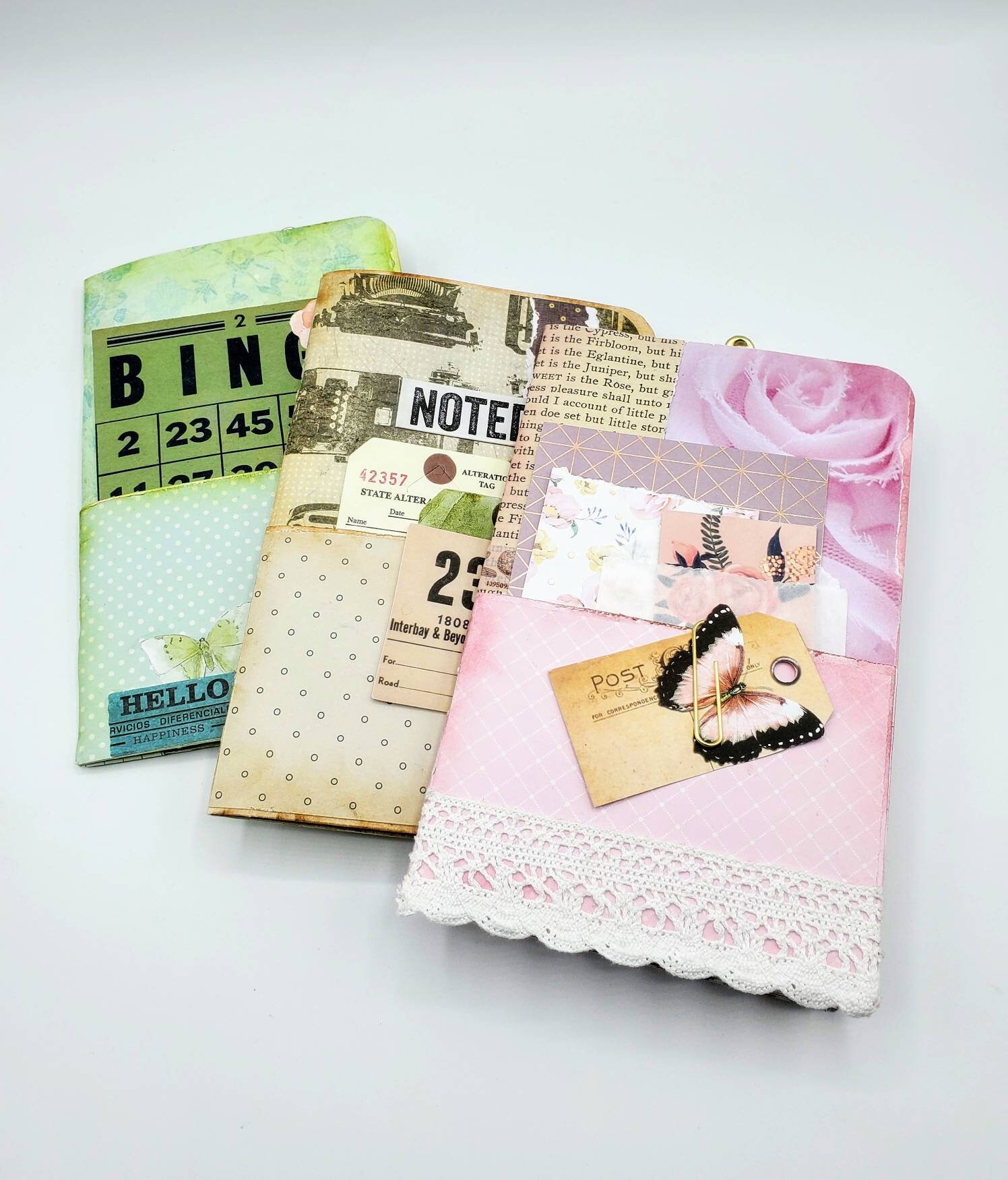 Set of 3 Handmade File Folder Journals With Pages Pockets and Etsy