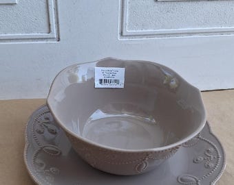 NWT Lenox French Perle Latte Bowl 20 ounce en accentbord 9 inch