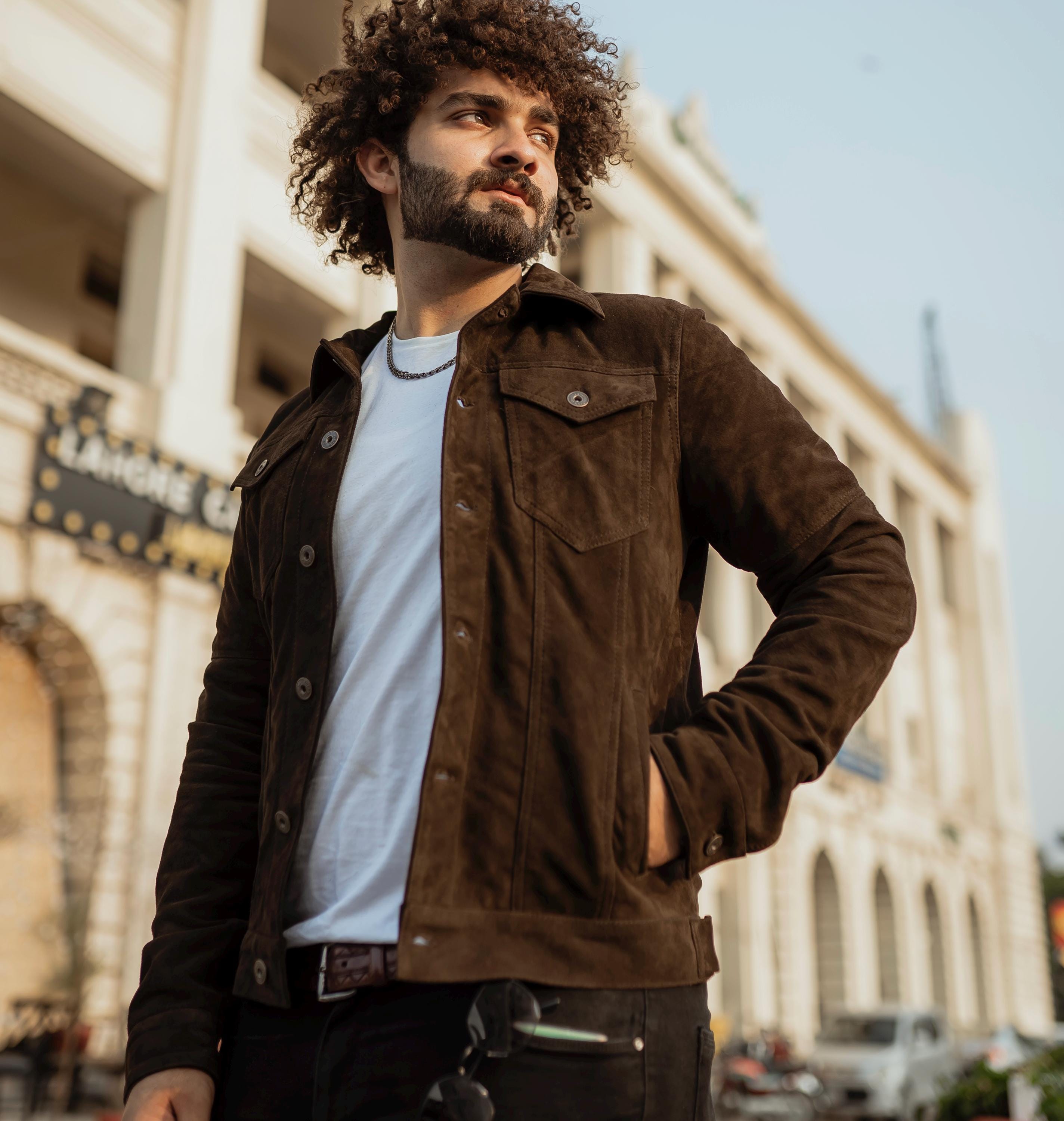 Goat Suede Trucker Jacket, Mens Brown Jean Style Outerwear - Etsy UK
