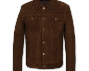 Suede Original San Francisco Brown Trucker Denim Style Leather