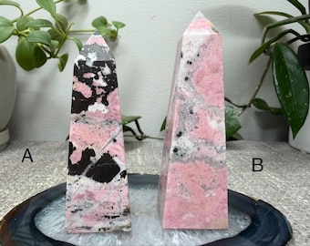 Peruvian Pink Rhodonite Towers with Black Manganese Oxide