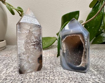 Agate and Quartz Druzy Towers