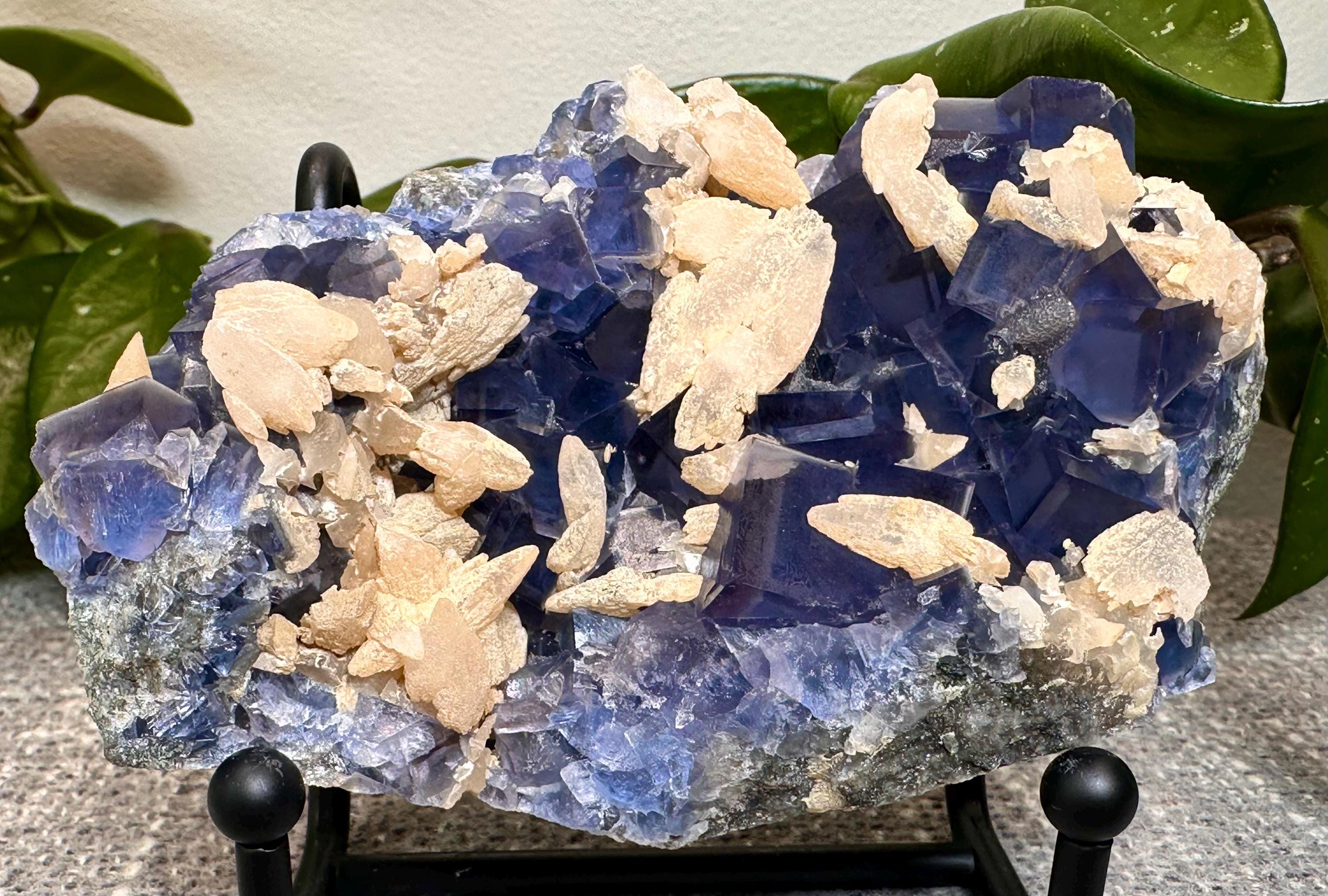 Blue Phantom Fluorite With Dogtooth Calcite I Fujian China I UV