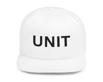 Unit Flat Bill Baseball Cap | Premium Baseball Cap | Stylish Snapback | Acrylic Variant Cap | Wool Blend Cap | Sleek White Streetwear Hat