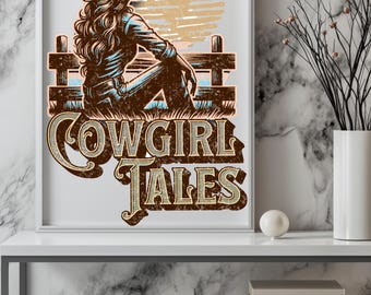 Coastal Cowgirl print, cowgirl digital download, wall art, digital wall art, cowgirl poster, coastal cowgirl poster, office decor, bar decor