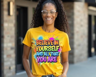 Geloof in jezelf | Inspirerende png-download | Kleurrijke digitale kunst