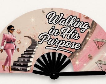 Wandelen voor zijn doel | Digitale download Clack-waaierontwerp – op geloof gebaseerde, glamoureuze, stimulerende print