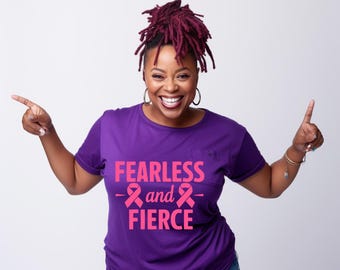 Onverschrokken en fel png-bestand | Digitaal ontwerp borstkankerbewustzijn | Pink Ribbon-shirtkunst