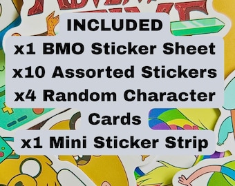 Adventure Time Stickers bundle 16 piece set | Sticker sheet | mini stickers | character cards | Randomized