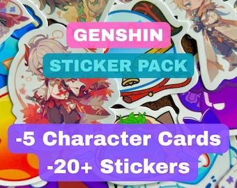 Genshin Inspired Sticker Pack | Anime Character Cards, Collectible Bundle