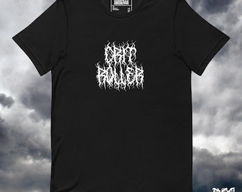Dungeons and Dragons Crit Roller Spooky Death Metal Statement Black T Shirt Gender Neutral Unisex TTRPG