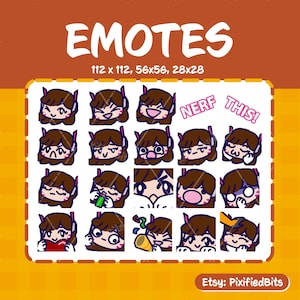 Overwatch DVA-bundel | Emotes voor streaming | 20 schattige DVA-emoties | Kawaii-emoties | Emotes voor je Discord, YouTube en Twitch