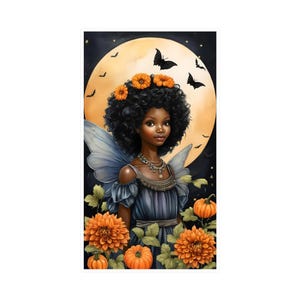 Adesivo di Halloween con fata del raccolto al chiaro di luna / Arte fatata stravagante / Adesivo fata dei fiori fantasy / Decalcomania estetica gotica