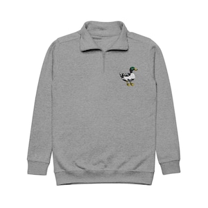Duck Embroidered Sweatshirt | Cozy Unisex Fleece Pullover | Cute Duck Design on Chest & Wrists | Soft, Warm, and Stylish | Perfect Gift