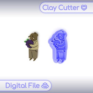 Polymer Clay Ausstecher ""Bär mit Beere"" | Digitale STL-Datei | Ausstecher | 5 Größen