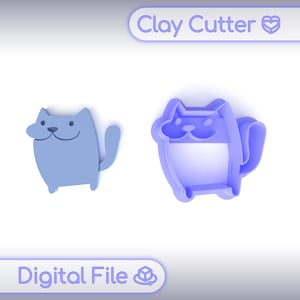 Polymer Clay Cutter &quot;Funny Cat C&quot; | Digital STL File | Earring Cutter | 5 Sizes