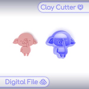 Polymer Clay Cutter &quot;Pig With A Paw In Its Nose&quot; | Digital STL File | Earring Cutter | 5 Sizes