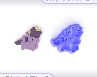 Polymer Clay Cutter "Moon Unicorn" | Digital STL File | Earring Cutter | 5 Sizes